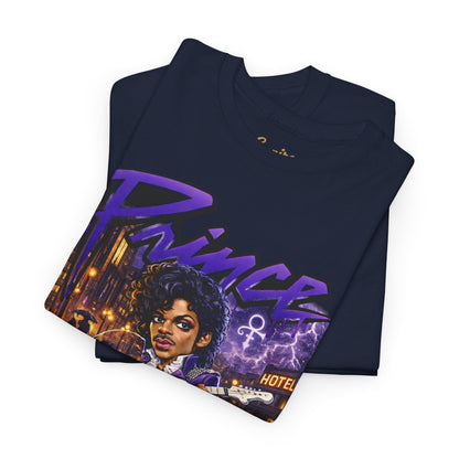 Purple Rain Graphic Tee – Retro 80s Guitar Vintage Concert Shirt