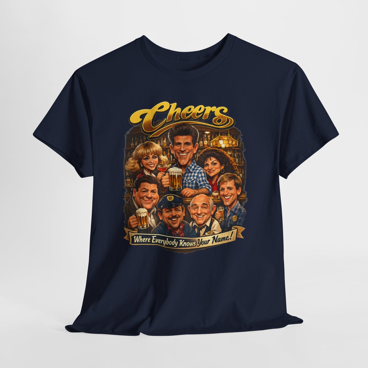 Cheers Cast Vintage Tee — "Where Everybody Knows Your Name" Retro TV Shirt
