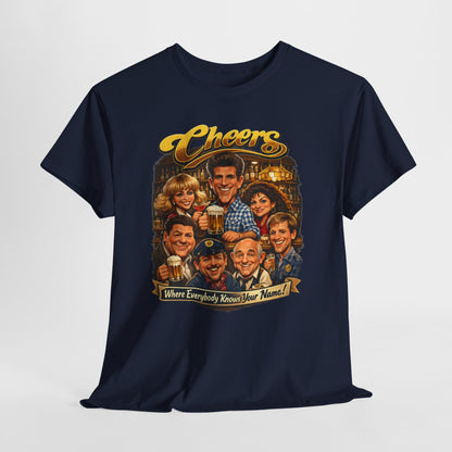 Cheers Cast Vintage Tee — "Where Everybody Knows Your Name" Retro TV Shirt