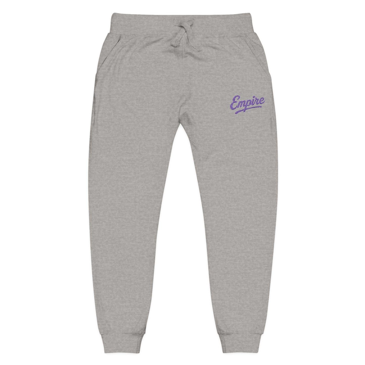 Empire Signature Embroidered Sweatpants — Minimal Fleece with Purple 'Empire' Logo