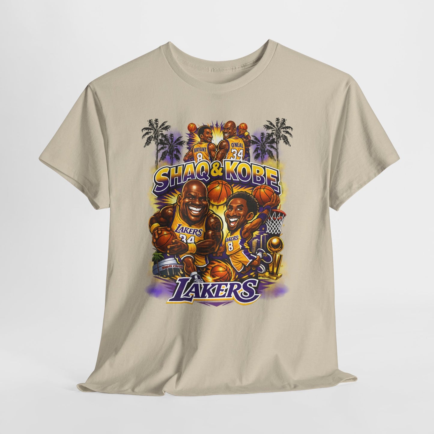 Kobe & Shaq Lakers Tee, Unisex Heavy Cotton T-Shirt, Basketball Fan Apparel, Sports Gift, Retro Basketball Graphic