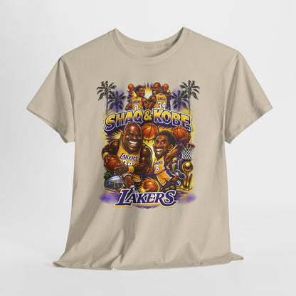 Kobe & Shaq Lakers Tee, Unisex Heavy Cotton T-Shirt, Basketball Fan Apparel, Sports Gift, Retro Basketball Graphic