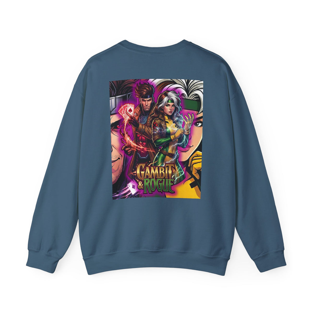 Gambit & Rogue Graphic Crewneck Sweatshirt — X-Men Comic Retro Art