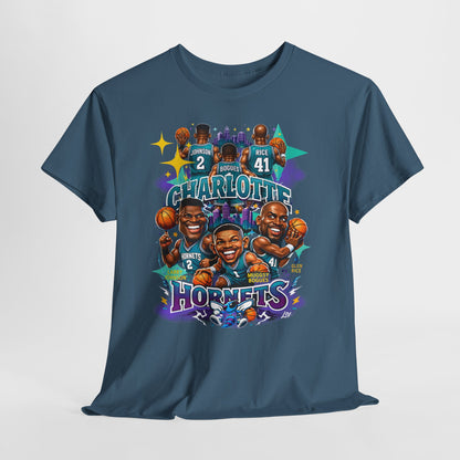 Charlotte Hornets Basketball T-Shirt — Team Player Caricature Tee