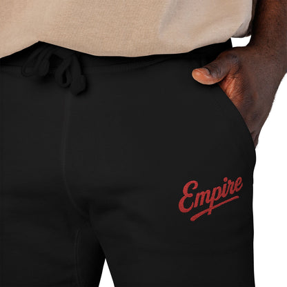 Empire Signature Embroidered Sweatpants — Minimal Fleece with Red 'Empire' Logo