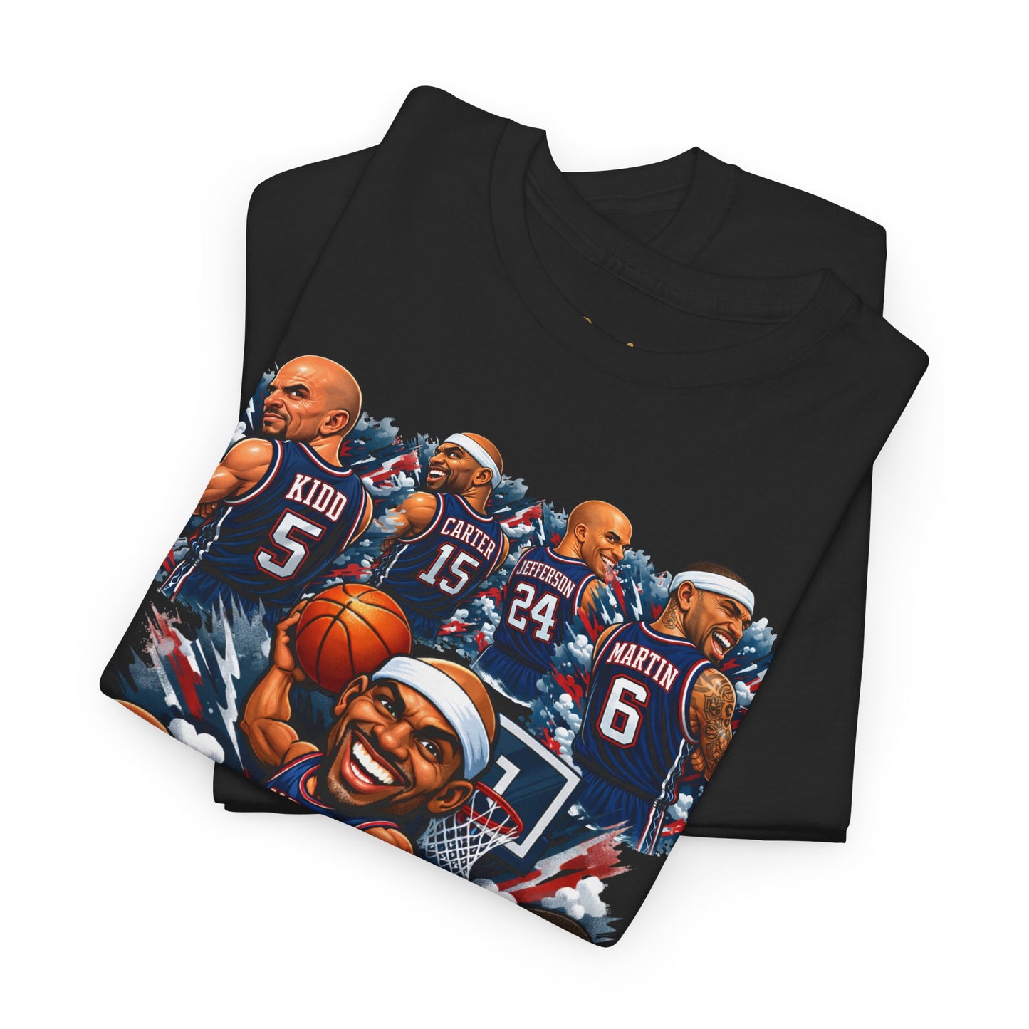 New Jersey Nets Vintage Team Collage T-Shirt — Classic NBA Legends Fan Tee