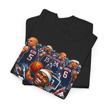 New Jersey Nets Vintage Team Collage T-Shirt — Classic NBA Legends Fan Tee