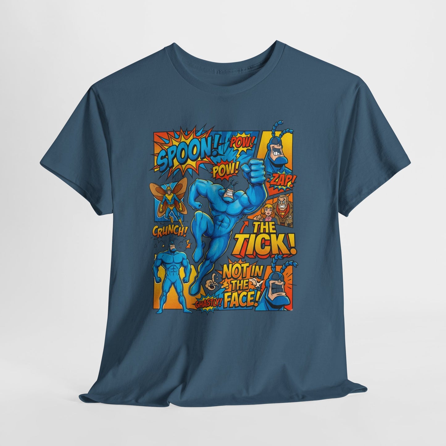 The Tick Comic Panel T-Shirt — Retro Superhero Graphic Tee