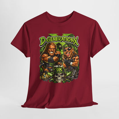 D-Generation X Retro Wrestling Tee — DX Skull & Heroes Graphic T-Shirt