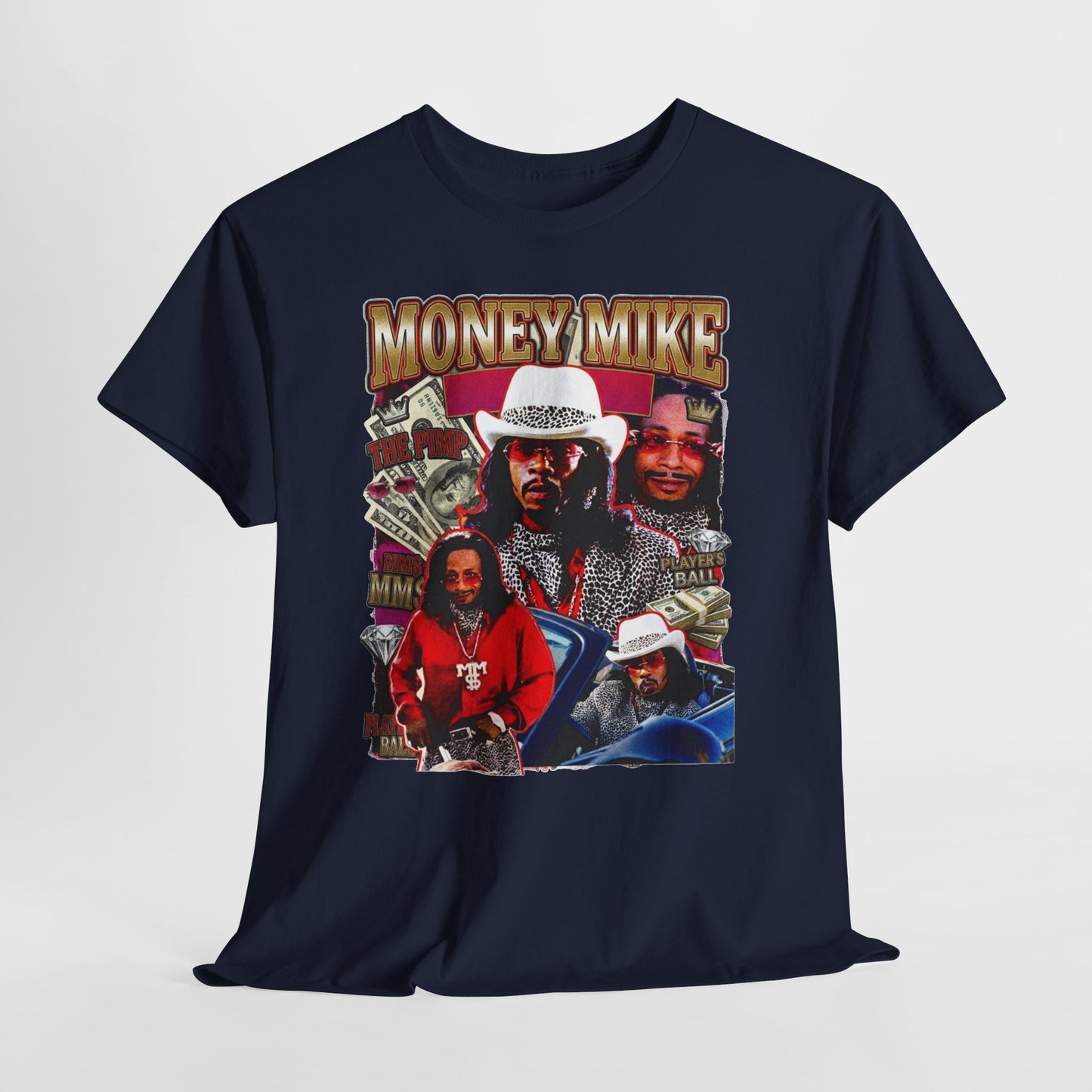 Money Mike Graphic Tee — Retro Movie Collage T‑Shirt