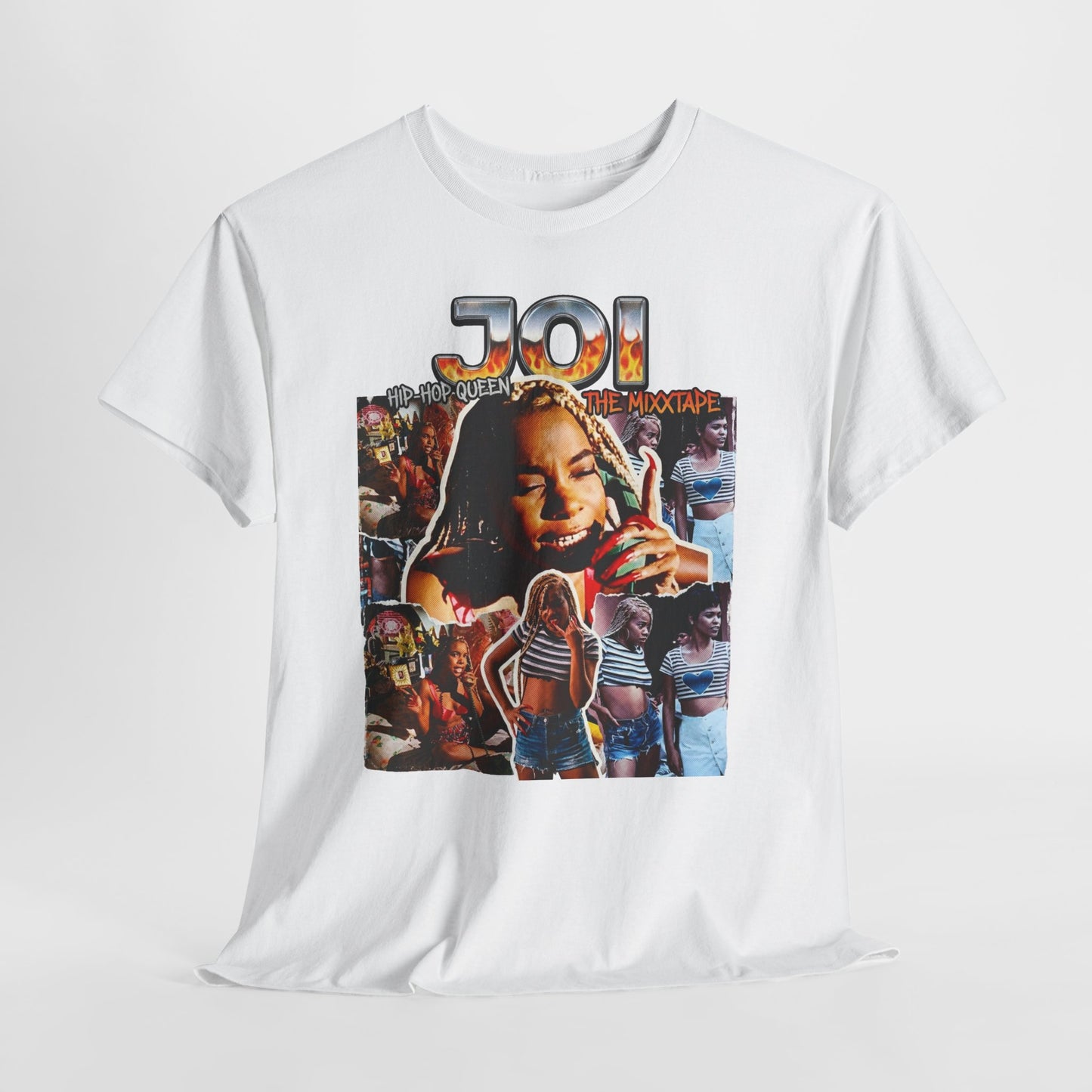 Retro Collage 'JOI' Graphic Tee — Vintage Portraits & Summer Vibes