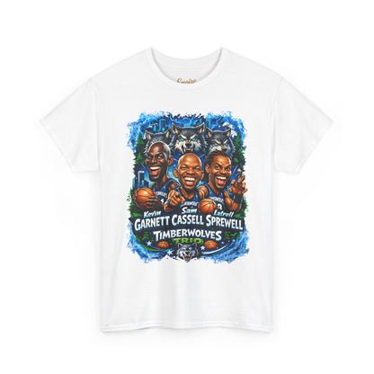 Timberwolves Legends T‑Shirt — Garnett, Cassell & Sprewell Retro Basketball Tee