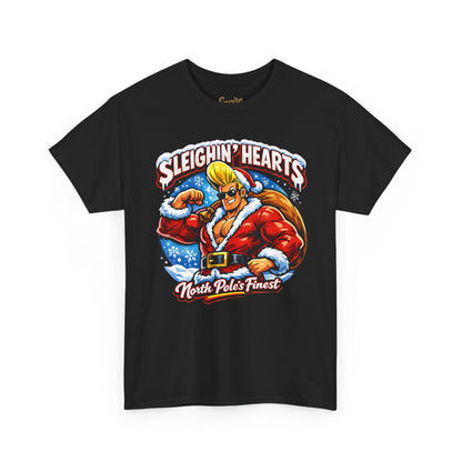 Johnny B 'Sleighin' Hearts' Christmas Tee — 'Where The Ho Ho Hos At' Holiday T-Shirt