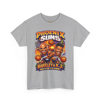 Phoenix Suns Barkley & K.J. Graphic Tee — Retro Basketball Cartoon Shirt