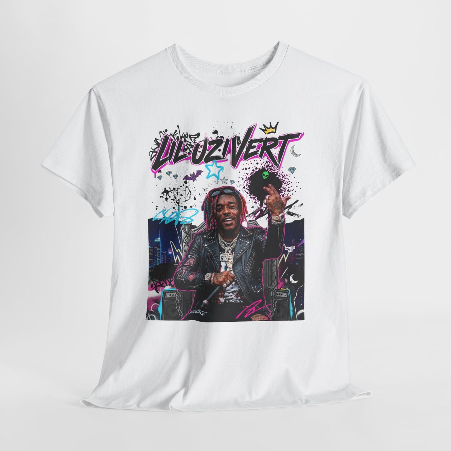 Lil Uzi — Retro Neon Rap Portrait T-Shirt