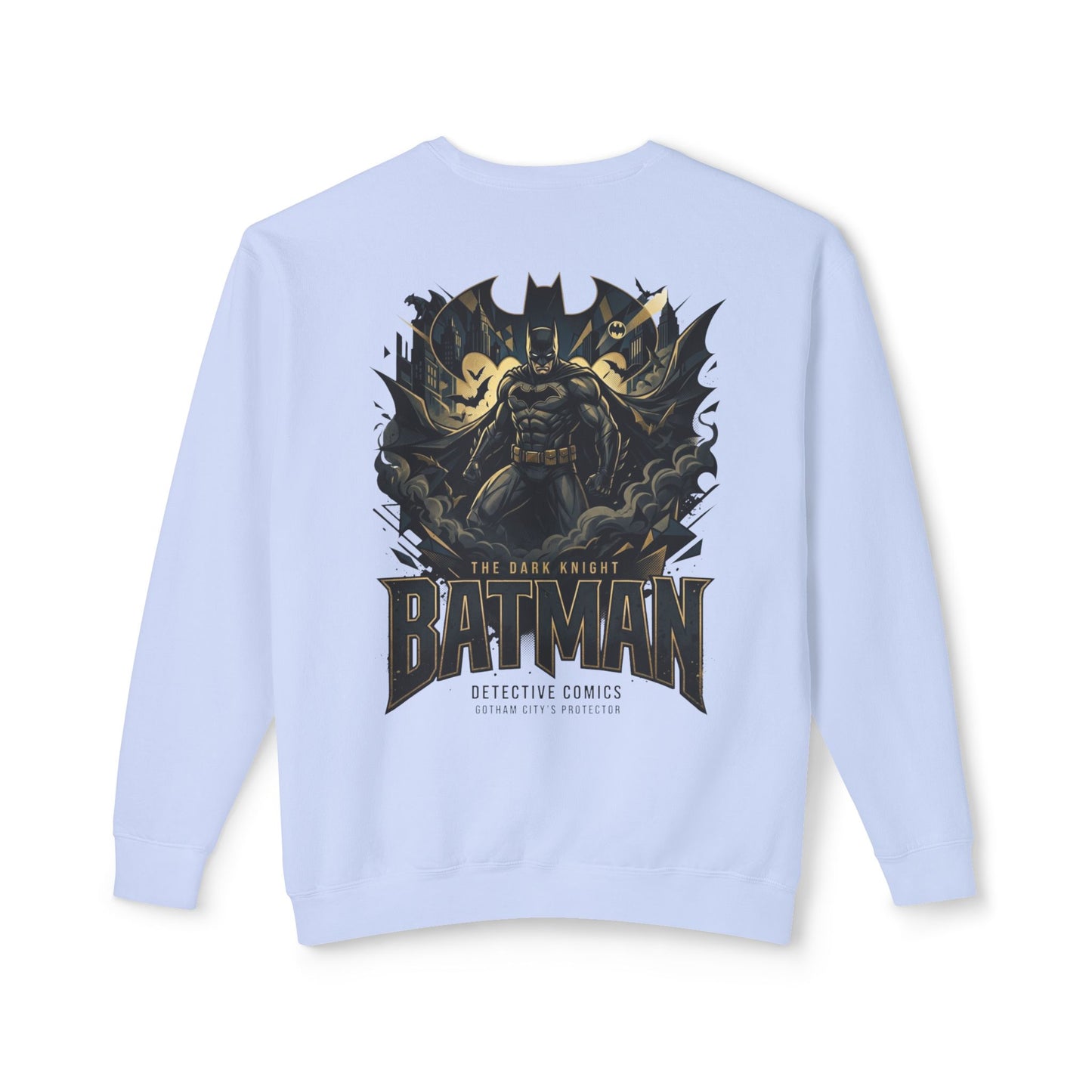 Batman Graphic Crewneck Sweatshirt — Vintage Dark Knight Logo & Back Art