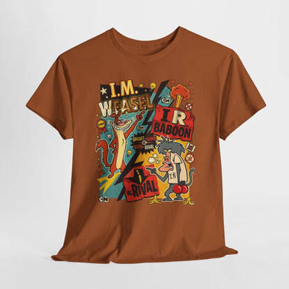Retro Cartoon Crew Tee — "I.M. Weasel vs. I. R. Baboon" Graphic
