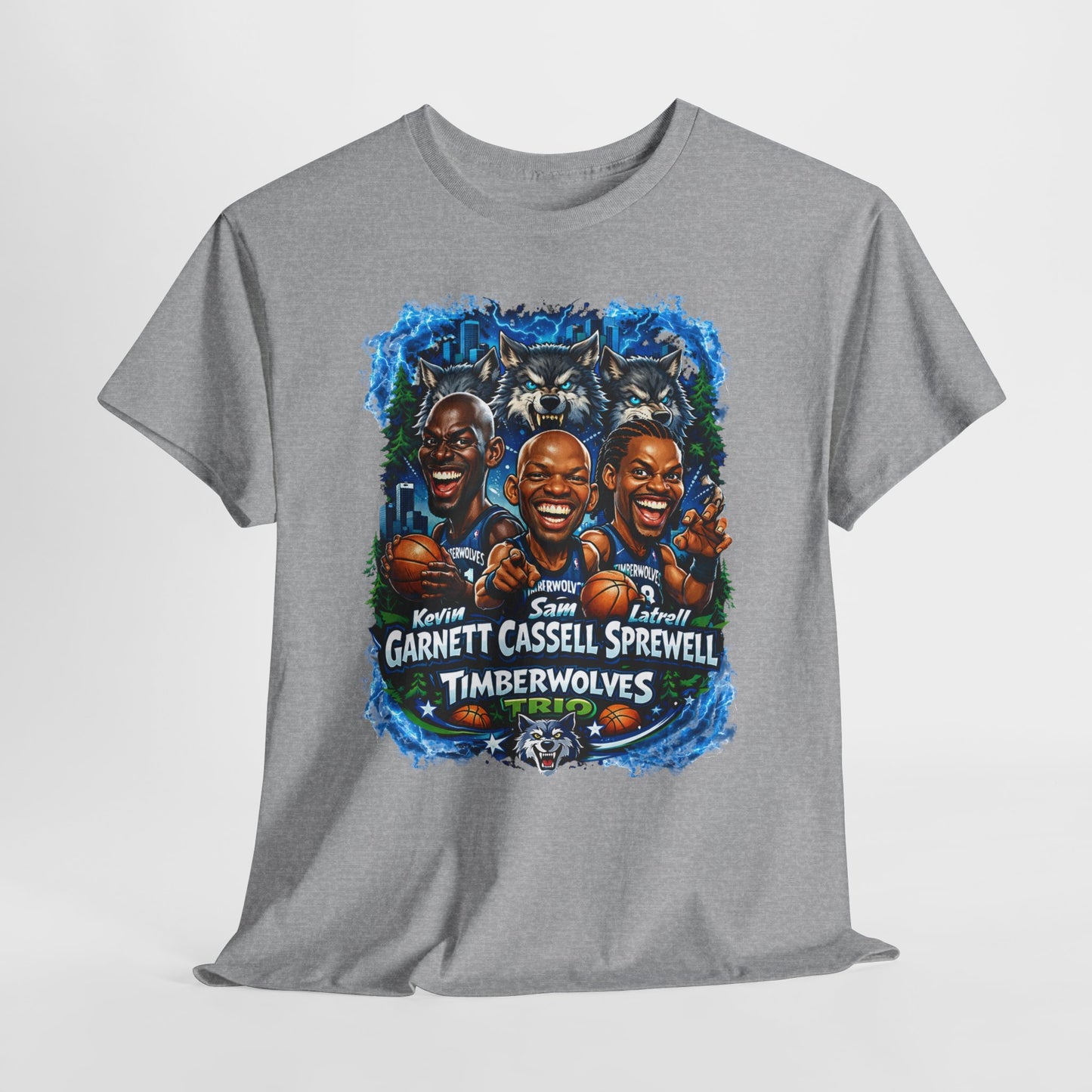 Timberwolves Legends T‑Shirt — Garnett, Cassell & Sprewell Retro Basketball Tee