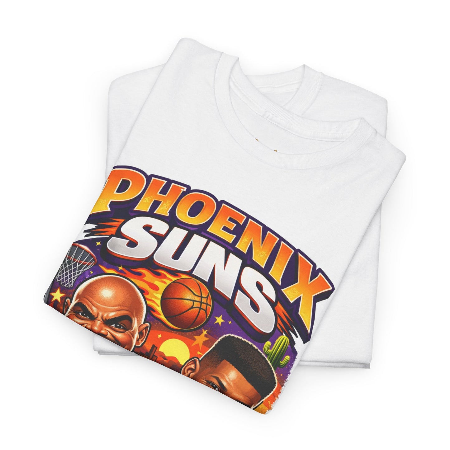 Phoenix Suns Barkley & K.J. Graphic Tee — Retro Basketball Cartoon Shirt