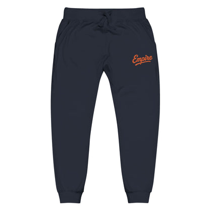 Empire Signature Embroidered Sweatpants — Minimal Fleece with Orange 'Empire' Logo
