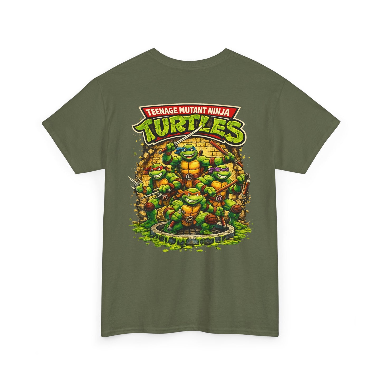 Teenage Mutant Ninja Turtles Graphic Tee — Retro TMNT Logo & Group Back Print