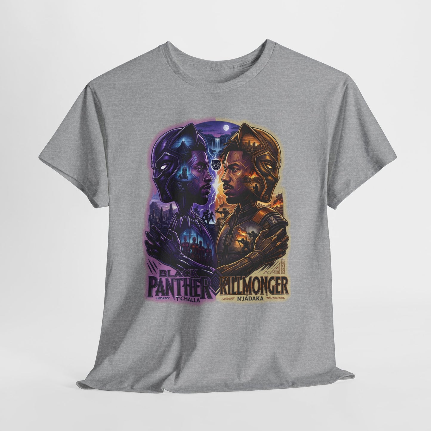Black Panther vs Killmonger Graphic Tee — Retro Superhero Movie Poster T-Shirt