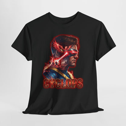 Cyclops Superhero Graphic Tee — Retro Comic Profile Design