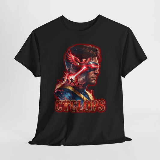 Cyclops Superhero Graphic Tee — Retro Comic Profile Design