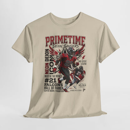 Primetime Deion Sanders Football T-Shirt — Falcons #21 Retro Graphic Tee
