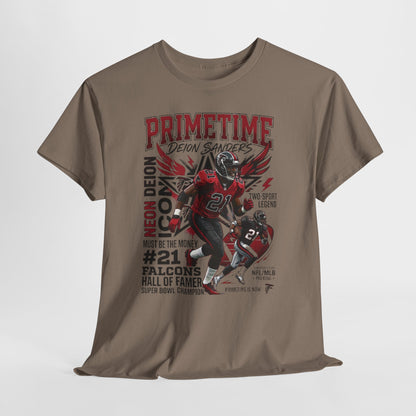 Primetime Deion Sanders Football T-Shirt — Falcons #21 Retro Graphic Tee