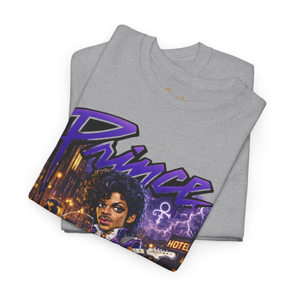 Purple Rain Graphic Tee – Retro 80s Guitar Vintage Concert Shirt