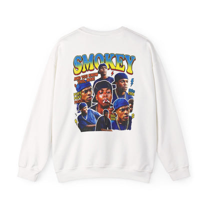 Smokey Graphic Sweatshirt – Retro Hip-Hop Photo Collage Crewneck