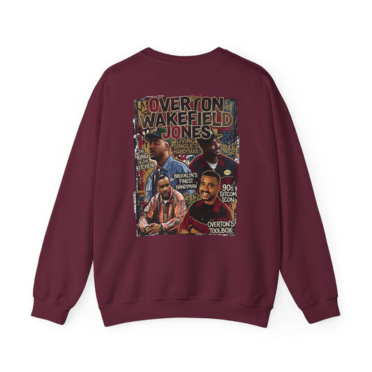 Crewneck Sweatshirt — Vintage Overton Wakefield Jones Collage "Living Single" Graphic