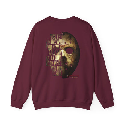 Jason Voorhees Mask Graphic with Quote Crewneck Sweatshirt
