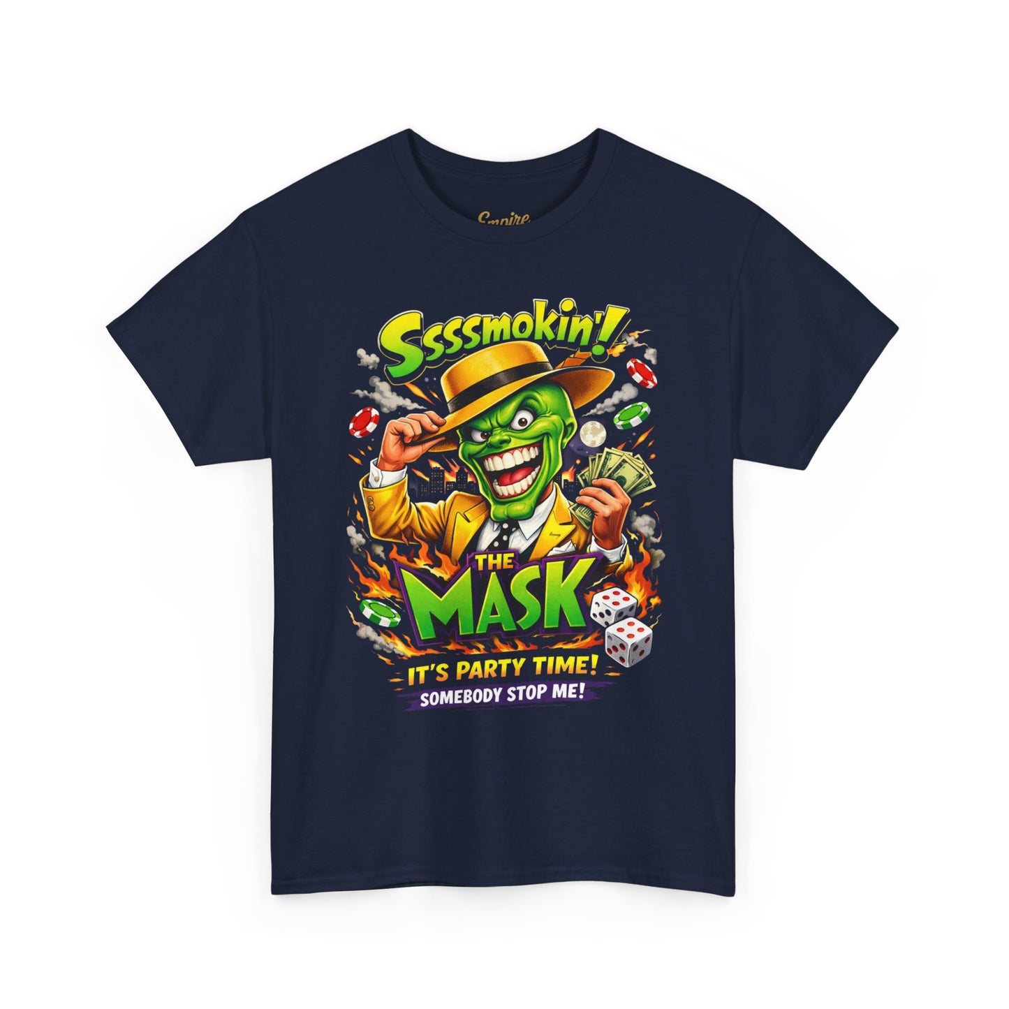 The Mask Graphic Tee — 'Ssssmokin!' Retro Movie Design