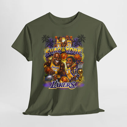 Kobe & Shaq Lakers Tee, Unisex Heavy Cotton T-Shirt, Basketball Fan Apparel, Sports Gift, Retro Basketball Graphic