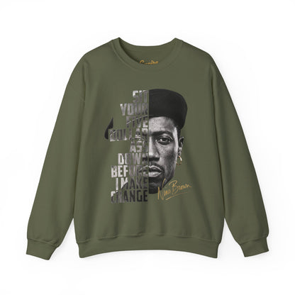 Nino Brown Crewneck Sweatshirt — "Sit Your Five Dollar Ass Down Before I Make Change" Portrait