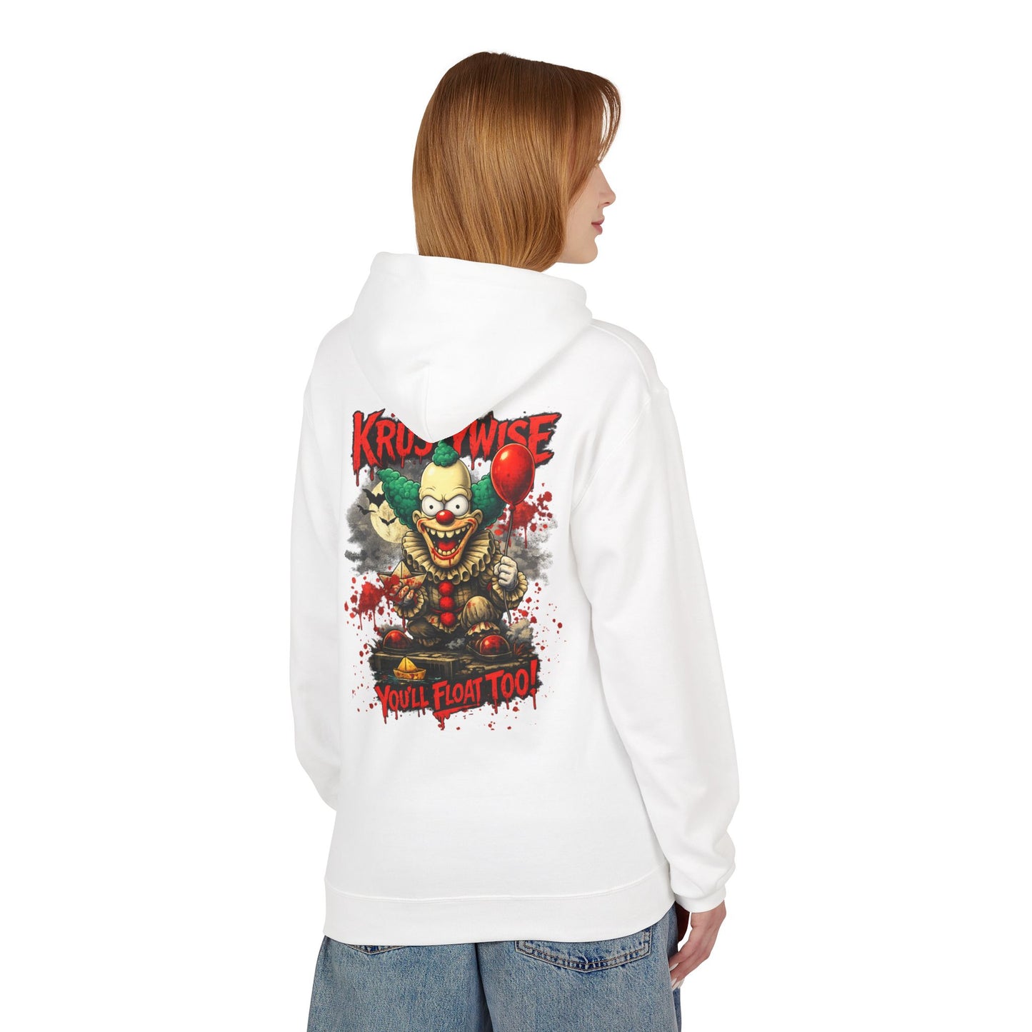 'Krustywise' Creepy Clown Design, "You’ll Float Too" Midweight Softstyle Fleece Hoodie