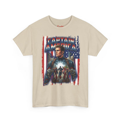Captain America Graphic Tee - Patriotic Superhero Movie Poster T-Shirt