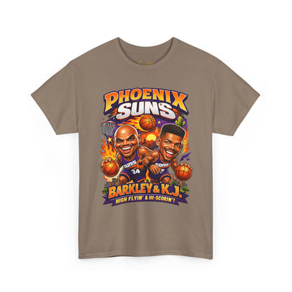 Phoenix Suns Barkley & K.J. Graphic Tee — Retro Basketball Cartoon Shirt
