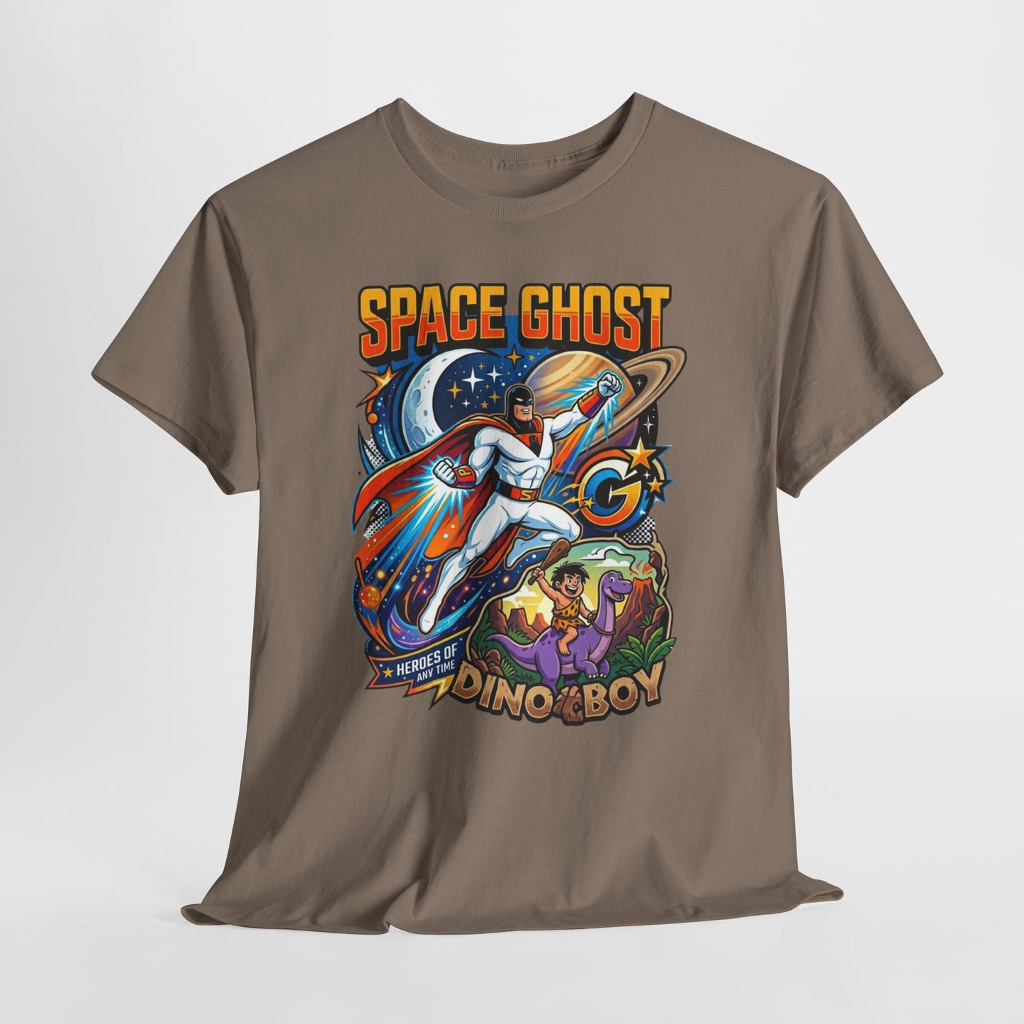 Space Ghost Dino-Boy Tee — Retro Astronaut Dinosaur Graphic T-Shirt