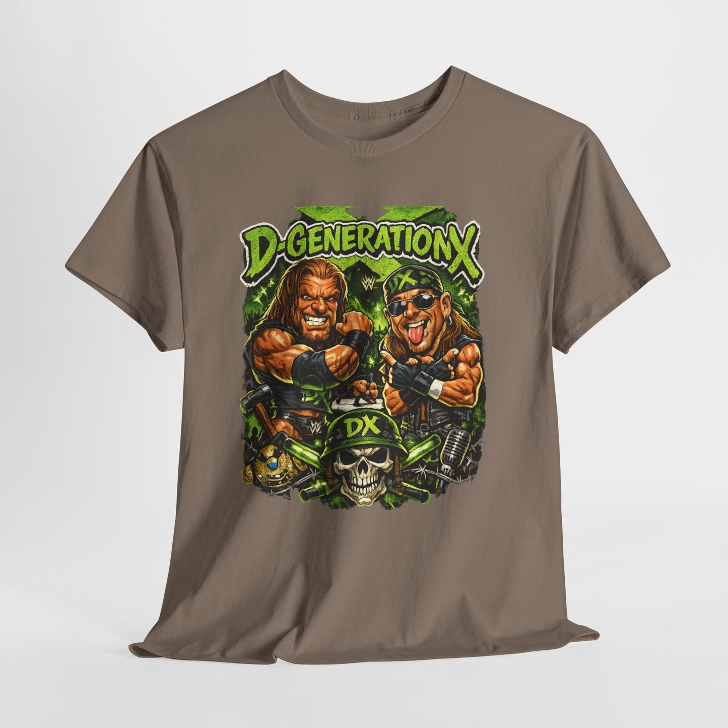D-Generation X Retro Wrestling Tee — DX Skull & Heroes Graphic T-Shirt