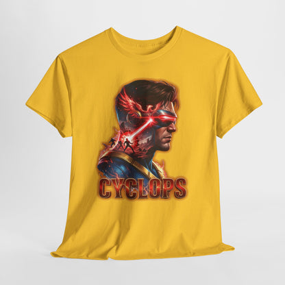 Cyclops Superhero Graphic Tee — Retro Comic Profile Design