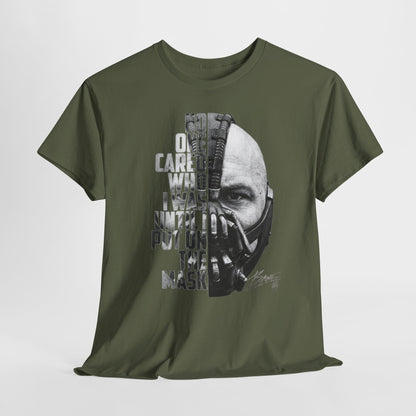 Bane Mask Split-Face Tee — "No One Cared I Was... Until I Put On The Mask" Graphic T-Shirt