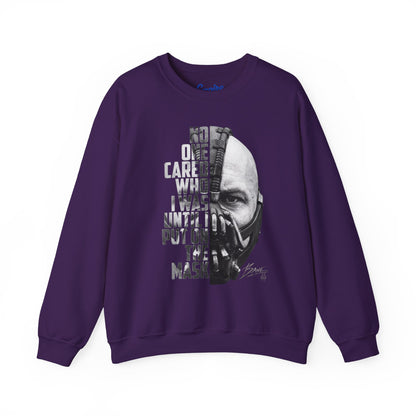 Bane Crewneck Sweatshirt - "No One Cared Who I Was Until I Put On The Mask" Graphic