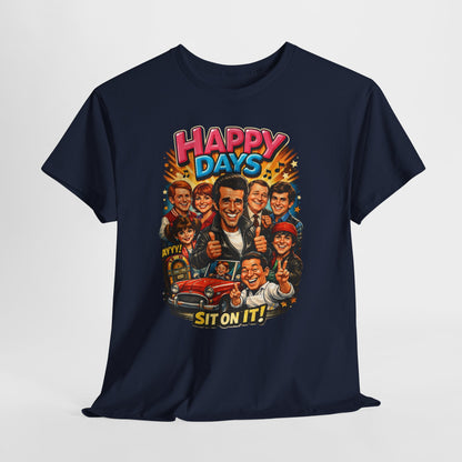 Happy Days Retro TV Cast T-Shirt — "Sit On It!" Vintage 70s Sitcom Tee