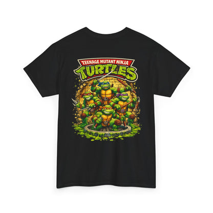 Teenage Mutant Ninja Turtles Graphic Tee — Retro TMNT Logo & Group Back Print