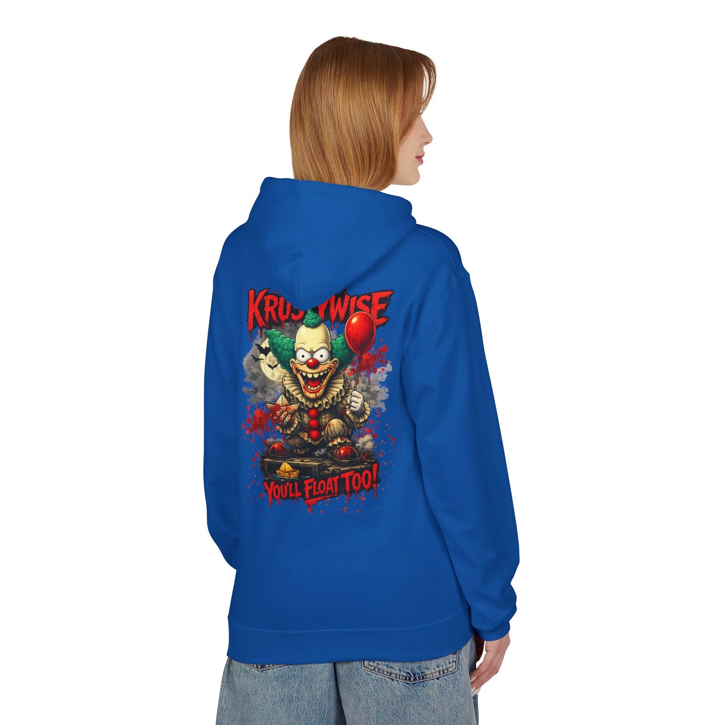 'Krustywise' Creepy Clown Design, "You’ll Float Too" Midweight Softstyle Fleece Hoodie
