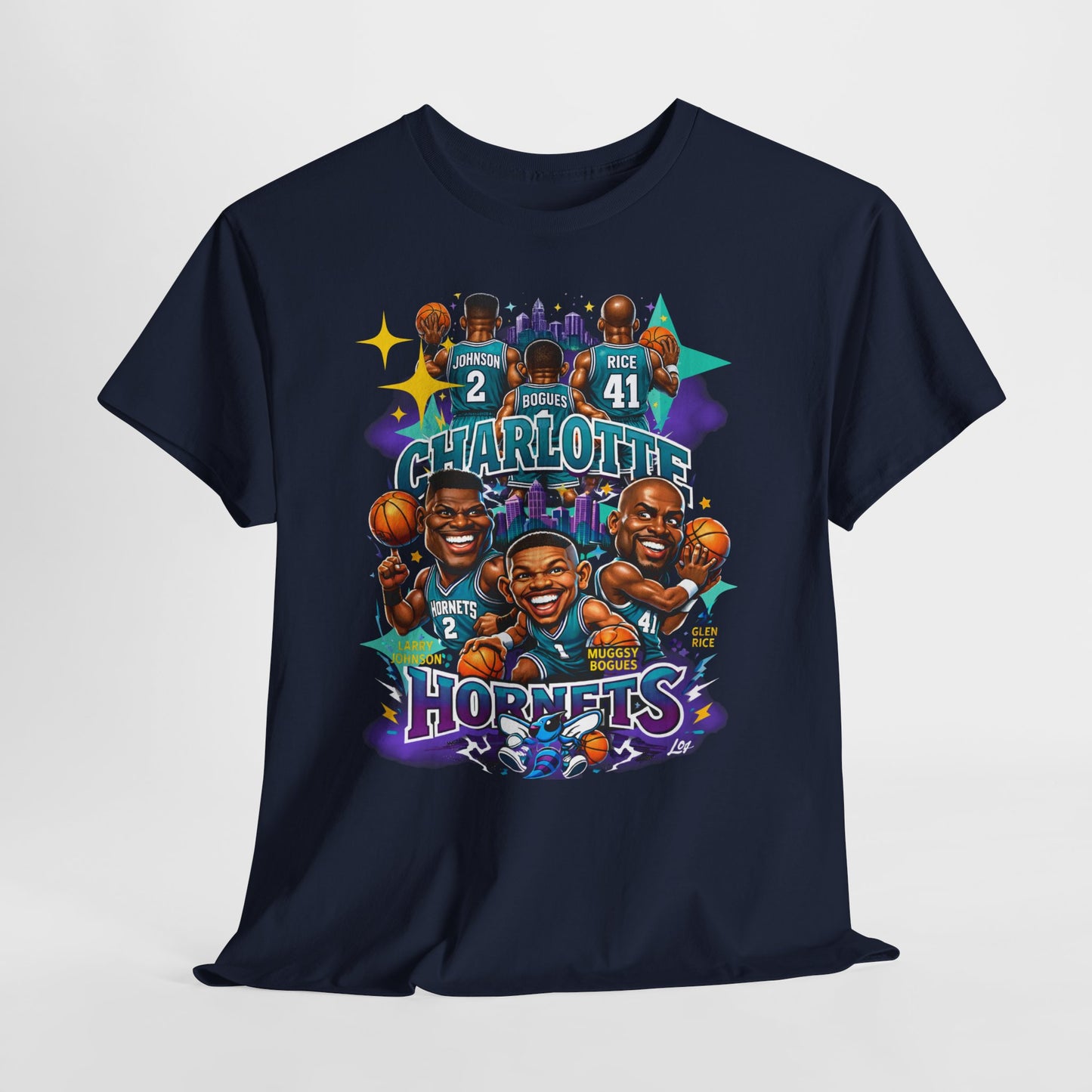 Charlotte Hornets Basketball T-Shirt — Team Player Caricature Tee