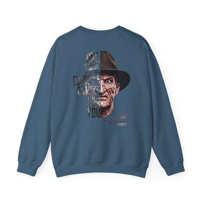 Freddy Krueger Crewneck Sweatshirt – "One, Two... Freddy's Coming For You" Horror Pullover